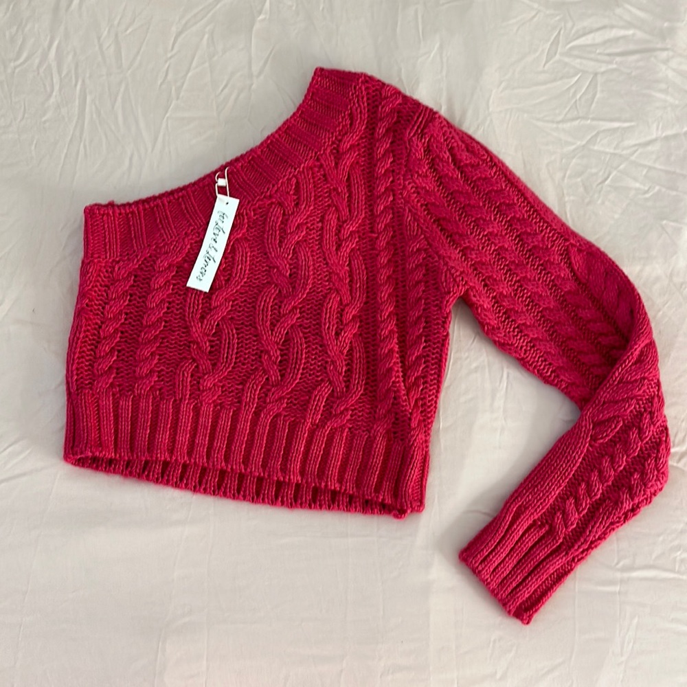 for Love and Lemmon,  pink, off the shoulder sweater, size large new with tags